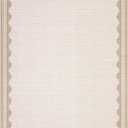 GarveeHome Scalloped Beige 8x10 Rug for Living Room Washable Non-Slip Solid Modern Minimalism Low-Pile Carpet 8 x 10 Rug for Bedroom Dining Nursery Mat with Rubber Back