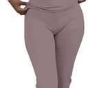 AYWA Women's 2 Piece Outfits Fold Over Flare Pants Long Sleeve Crew Neck T-shirt Fitted Pajama Sets (Coffee Grey)