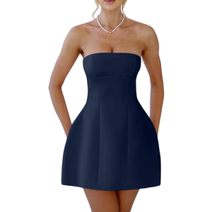 YMDUCH Womens Sexy Strapless Tube A-line Mini Dress Club Party Short Prom Dress S