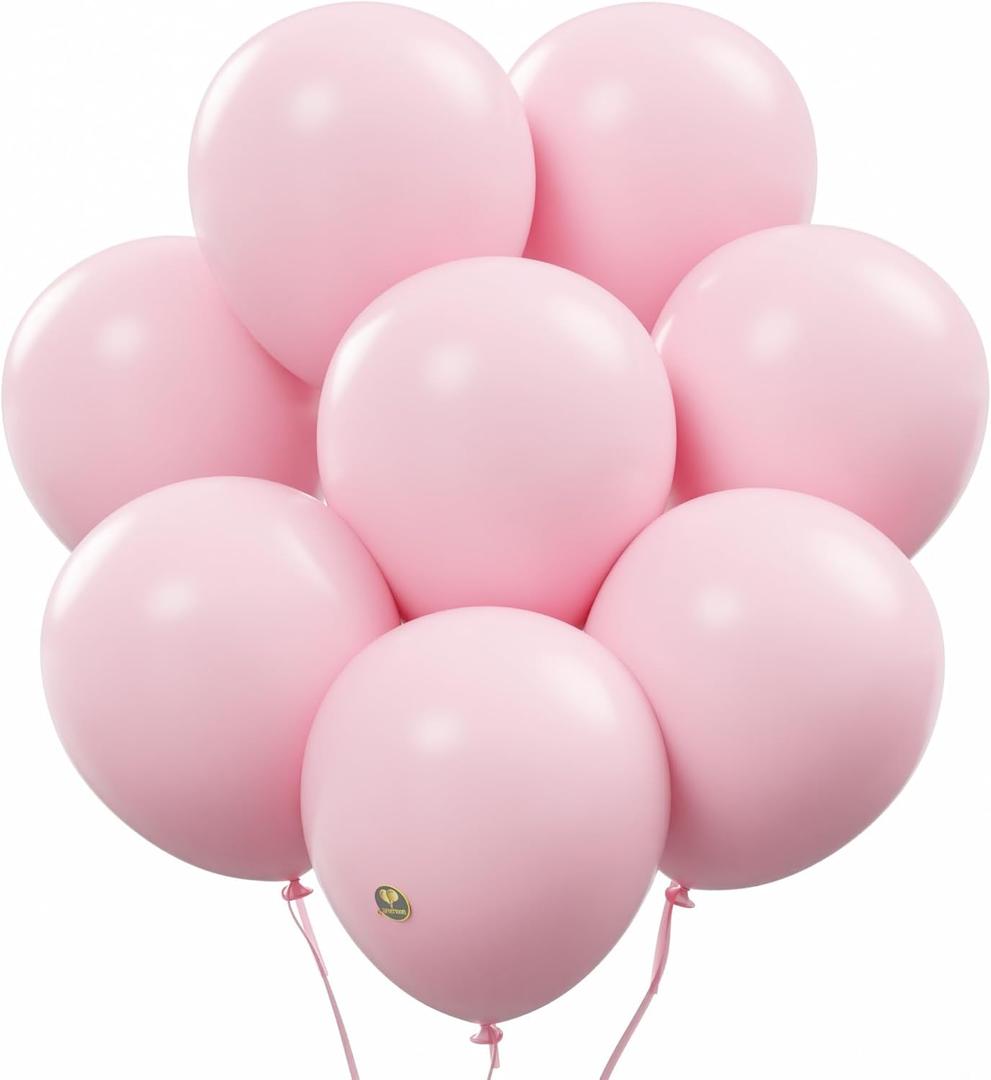 AFTERLOON Biodegradable Balloons 50 pcs Baby Pink 10 Inch, Matte Color Thickened Extra Strong Latex Helium Float, for Baby Shower Gender Reveal Garland Arch Wedding Birthday Party Decorations