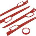 LQI 4PCS Inner Door Handle Trim Cover Strip, Compatible with Jeep Grand Cherokee 2011-2021, Red Carbon Fiber