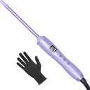 Wavytalk 3/8 Inch Small Curling Iron, Curling Wand for Short & Long Hair, Ceramic Small Barrel Curling Iron with Adjustable Temperature, Include Heat Resistant Glove (Purple)