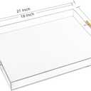 Large Clear Acrylic Serving Tray (1618 Inches) with Gold Handles Spill Proof Acrylic Decorative Tray Organiser for Ottoman Coffee Table Countertop