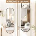 Hasipu 47 x 16 in Arched Over-The-Door Full-Length Mirror, Tempered Glass, Aluminum Frame Black