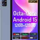 LECTRUS Android 15 Tablet 10.1 Inch - 12GB+128GB Large Screen WiFi Tablets with Octa-Core, HD Touch Screen Tablets with Camera, Long Battery Life, 2025 Tablet PC for Reading, Streaming, Split Screen