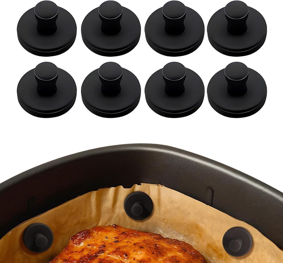 Air Fryer Liner Silicone Full Enclosed Magnets,100% BPA FREE Waterproof Rust-proof & High-Resistant for Air Fryer Paper, Secures Disposable Paper Liner Safely Prevents Burning & Food Covering -8pcs
