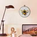 Vintage Bee Round Wall Art Framed, Neutral Moody Cottagecore Bee Round Wall Decor, Nature Insect Hanging Canvas Prints Wall Sculptures for Farmhouse Home Living Room Bedroom Decor, 10x10 Inch