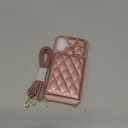 for iPhone 16 Plus Case with Card Holder and Strap for Women,Crossbody Lanyard, Make Up Mirror,Ring Stand,Snap Clasp,Cute Phone Wallet Cases 6.7 inch - Dark Rose Gold