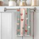 Decorative Hand Towel 16x24 Inches  Heart Pattern Stripe Kitchen Towel for Bathroom, Dish, Face, Holiday, Valentines Day & Gifts 601