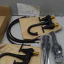 Bathroom Faucets for Sink 3 Hole, Hurran 4 inch Matte Black Bathroom Sink Faucet with Pop-up Drain and 2 Supply Hoses, Stainless Steel Lead-Free Centerset Faucet for Vanity RV, 2 Pack