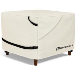 Porch Shield Patio Ottoman Cover - Waterproof Outdoor Square Side Table Covers 22L x 22W x 18H inch, Beige