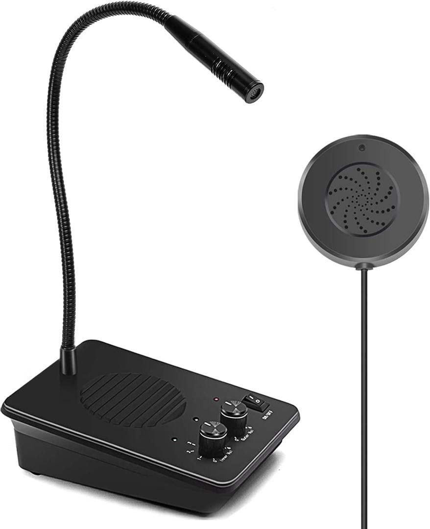 Daytech Window Speaker System 2 Way Intercom Communication Microphone Intercom Anti-Interference for Bank Restaurant Business Government Office Hospital with Volume Control (2 Pack)