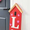 Glitzhome 42"H Valentines Wooden Porch Sign Large LOVE House-shaped Porch Decor for Valentine's Day Love Sign Home Front Door Yard Party