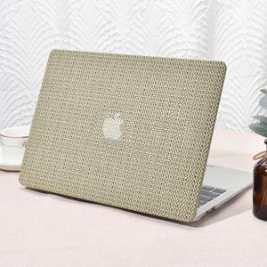 Seorsok Compatible with MacBook Air 13 Inch Case2022 2021 2020 2019 2018 Release A1932 A2179 M1 A2337 Touch ID,Elegant Leather Plastic Hard Shell Case Transparent Keyboard Cover,Flaxen Woven Fabric