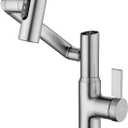 Lefton Rotatable Bathroom Faucet with Temperature Display in Fahrenheit (Batteries-Free), 3 Water Modes, Brushed Nickel, BF2204-0