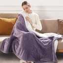 Electric Throw Blanket Heated Throw 50''x60''- Wheat Pattern Flannel & Sherpa Heated Lap Blanket with 5 Heat Settings & 4-Hour Auto Shut-Off, ETL & FCC Certified, Machine Washable Home Use, Lavender