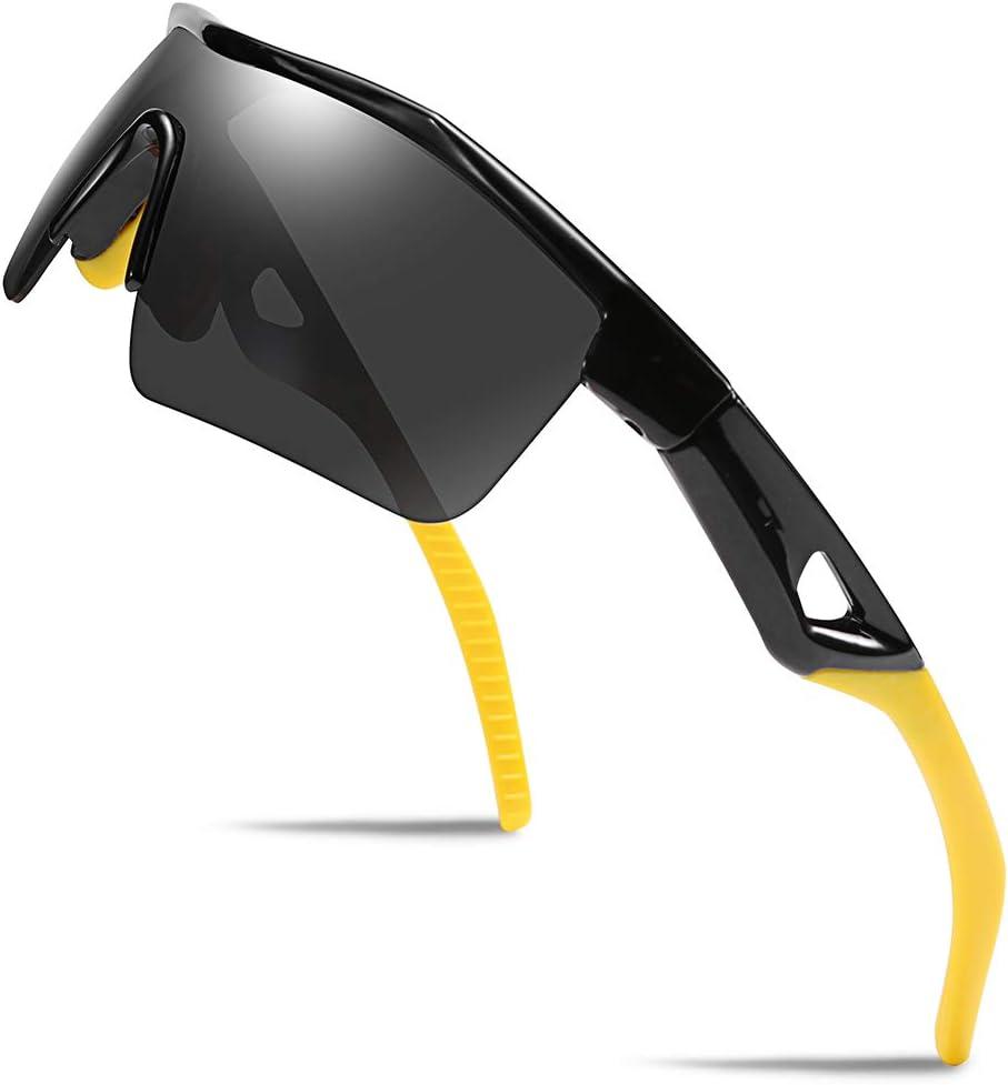 FEISEDY Kids Teens Baseball Polarized Sunglasses Sports TR90 Frame Boys Girls Cycling B2454 (Black-yellow)