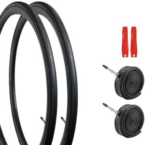 700C Bike Tires Set, Foldable Bicycle Tires Plus 2 Bike Tubes (with Puncture Sealant)+2 Tire Levers, Bike Tire with Double Tread Puncture Protection for Road Bike, Urban Bicycle