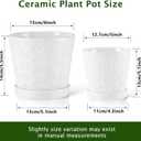 Ceramic Planter,5+6 Inch Ceramic Flower Pots with Drainage Hole&Tray,Embossed Seashell Design Plant pots,Planters for Indoor Plants Succulent Cactus,Flower Pot Home Decor-Set of 2,White