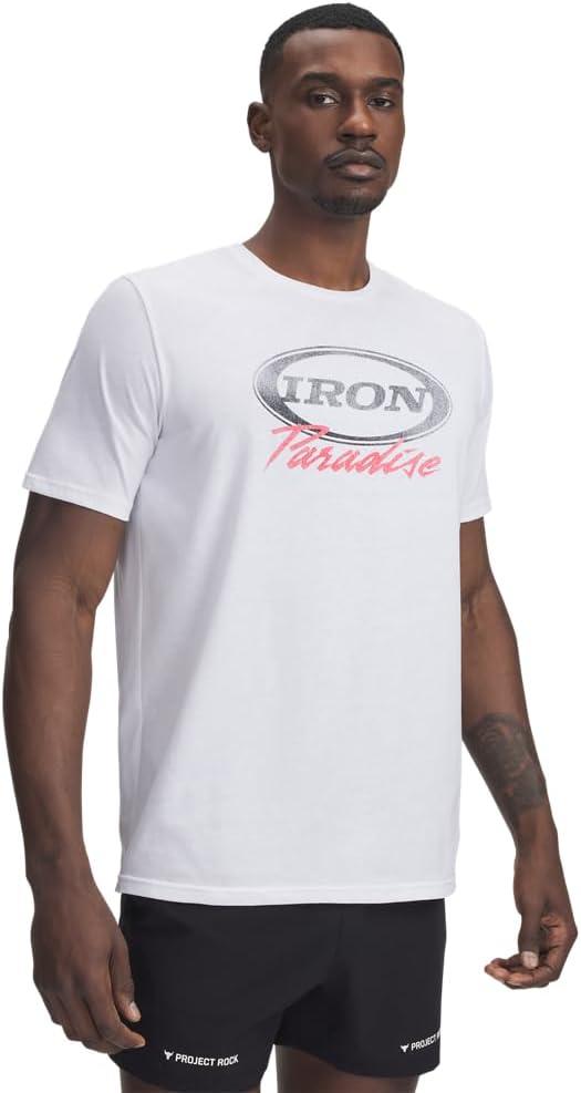 Under Armour Men's Project Rock Iron Short Sleeve T Shirt (White, L)