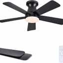 41" Black Low Profile Ceiling Fans with Lights and Remote, Modern Flush Mount Ceiling Fan Light with Quiet Reversible DC Motor for Bedroom Kitchen
