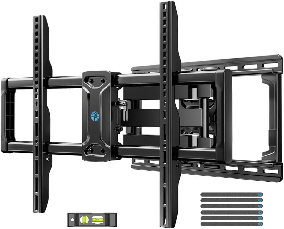 Pipishell Full Motion TV Wall Mount for 42-85 inch Flat Screen LED TV up to 132lbs Swivel Dual Articulating Arms Mount, Tool-Free Tilt Bracket Max VESA 600x400mm, Fits 8 12 16" Wood Studs