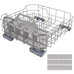 Upgraded WD28X26099 Dishwasher Lower Dishrack Assembly & WD28X10128 Silverware Basket Compatible with GE Dishwashers. Replacement number WD28X34744 WD28X10346, WD28X22506, WD28X22696, WD28X24396 etc