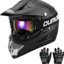 DOT Youth Dirt Bike Helmet,Kids ATV Helmets with Gloves Goggles for Youth Boys Girls 5-14 Ages,Four Wheeler Helmet Kids Motocross BMX MX UTV Snowmobile Go Kart Riding Racing Skateboard Black (Large)