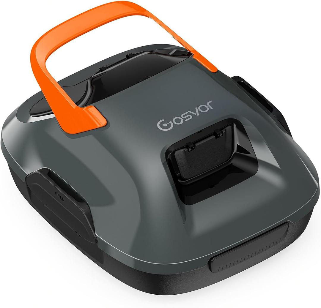 Cordless Robotic Pool Cleaner, Lasts 90 Min, Automatic Vacuum for Above-Ground Pools up to 860 Sq.ft, Portable, Self-Parking, Orange