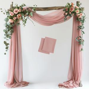 Wokceer Wedding Arch Draping Fabric 2 Panels 28.7" x 20FT Dusty Rose Sheer Fabric Backdrop Arch Draping for Wedding Ceremony Birthday Party Bridal Shower Decoration