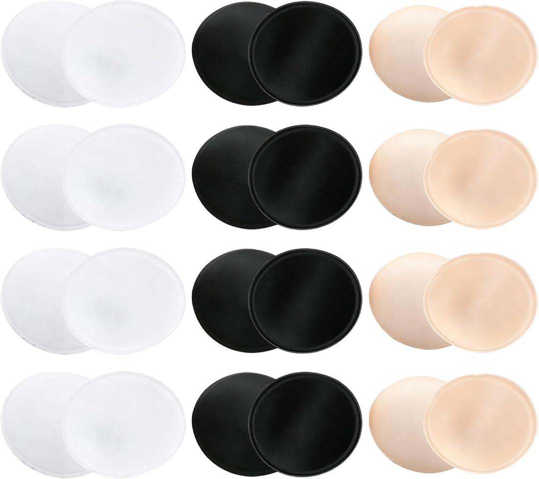 12 Pairs Round Bra Pads Inserts Kit, Removable Washable Sports Bra Padding Insert for Bikinis Top Swimsuit Sport Bras (White)