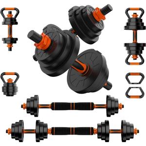 VTORY Adjustable Dumbbell Set, 90lb Free Weights Dumbbells Set, 4 in1 Dumbbells Set Barbells, Kettlebells, Push-Up Stands Weight Set, Non Slip Grip, Ergonomic Design, Weight Set for Home Gym, Set of 2