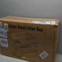 Stainless Steel Litter Box, 23.6" L x 15.7" W Drawer Type Semi-Enclosed Cat Litter Box with Sifting Pan, Scoop for Big Cat Easy Cleaning