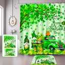 Lutto St Patricks Day Shower Curtain for Bathroom, St Patricks Day Shower Curtain Set with Rugs, Bathroom Set for St Patrick's Day Decorations, Gnomes Shower Curtain with Hooks for Bathroom Decor