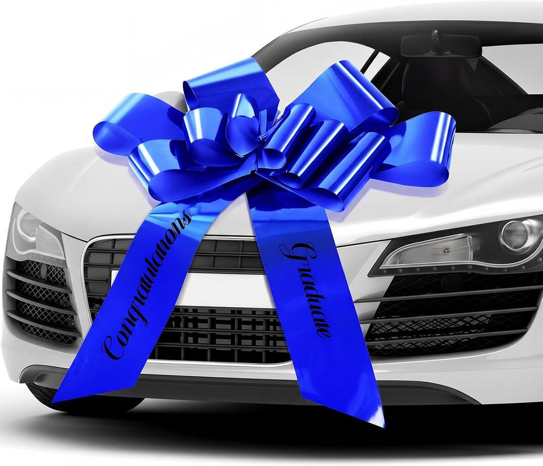 Chunful 30 Inch Graduate Car Bow Large Gift Bow for Cars 2026 Congratulations Graduate Decoration Gift Wrapping Ornament for Present Birthday Party(Blue)