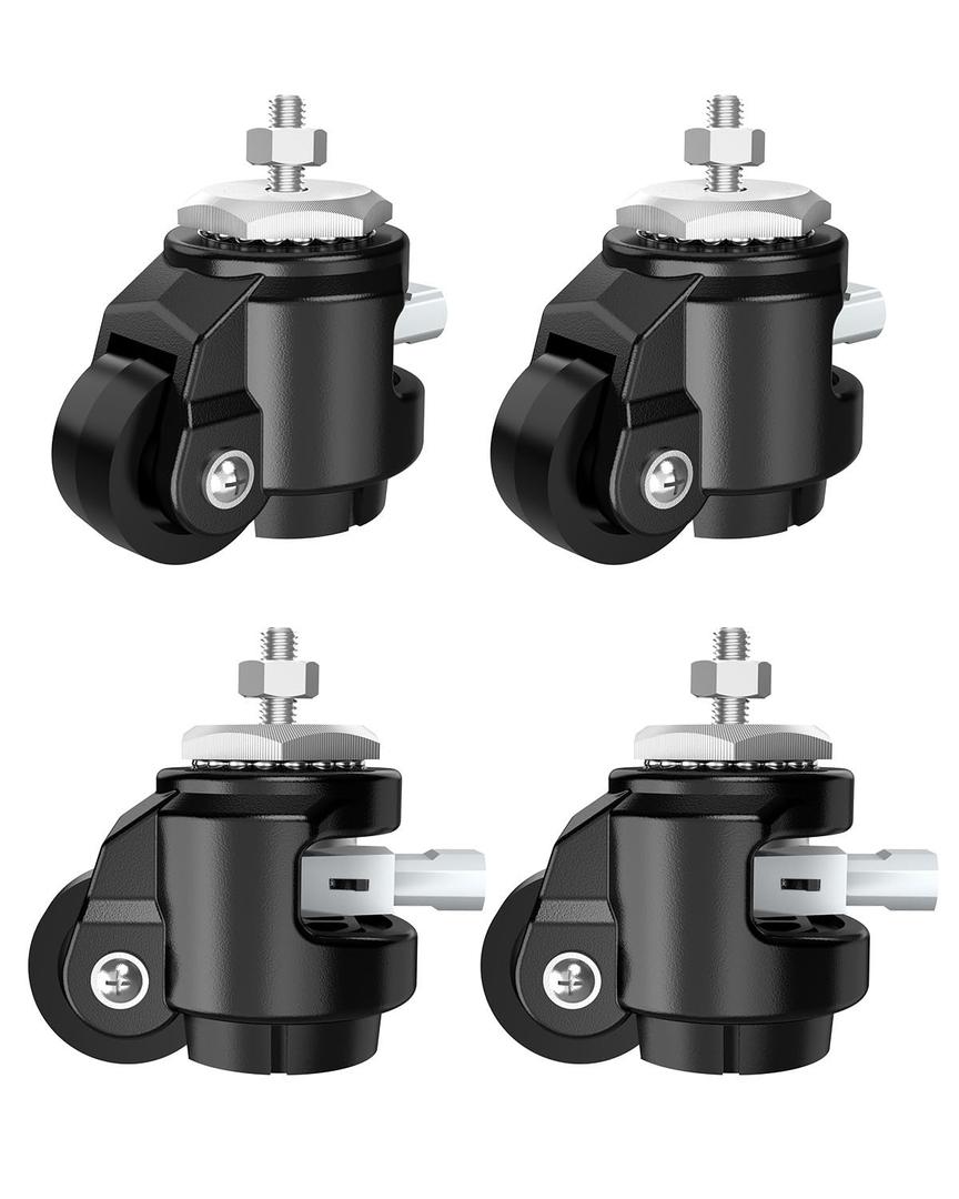 Leveling Stem Casters, Heavy Duty with Upgraded Handle Design, 360 Degree Swivel Caster Wheels, Adjustable Casters with Feet for Workbench 2200 LBS Capacity