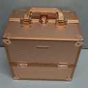 FRENESSA Makeup Train Case Makeup Case Travel Cosmetic Box Organizer Portable Make Up Box with Dividers Lockable for Artist Nail Sewing Vanity Storage Makeup Travel Case Rose Gold