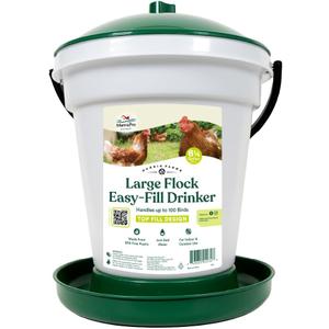 Harris Farms Large Flock Easy-Fill Poultry Drinker, Made with BPA-Free Plastic, Top Fill Design, 6.25 Gallon