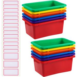 Zonon 12 Pcs Plastic Cubby Storage Bins, Mixed, 11.61 x 7.68 x 4.92