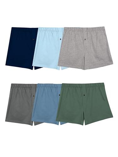 Fruit of the Loom mens Tag-free (Knit & Woven) Boxer Shorts, Knit - 6 Pack Assorted Colors, XX-Large US