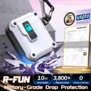 3 x R-fun AirPods 2 Case 2019 with Lock & Cleaning Kit, Keychain, Magnetic Lid, Compatible with AirPods 2nd/ 1st Generation Protective Case, Support Wireless Charging, White