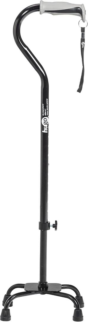 Hugo 731-850 Adjustable Quad Walking Cane, Black, Adjustable Height
