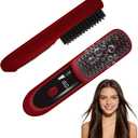 Go Brush Pro 2026, Portable Straightener Brushs for Travel, with LCD Temperature Display, Fast Heating Cordless Mini Hair Brushs (Red)