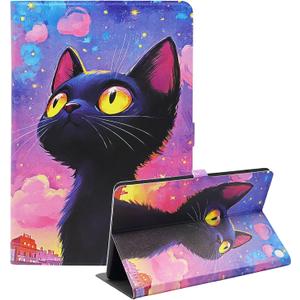 Amazon Kindle Fire HD 8 and Fire HD 8 Plus Tablet Case (12th/10th Generation, 2024/2022/2020), Slim Fit Lightweight Leather Smart Tablet Case with Auto Wake/Sleep, Black Cat