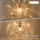 Modern Gold Pendant Light 10" Dome Glass Hanging Light Fixture, Single E26 Pendant Lighting for Kitchen Island, Dining Room, Bedroom, Hallway, Adjustable Ceiling Lamp