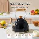 ROCKURWOK Tea Kettle, Tea Pot with Cool Touch Ergonomic Handle, Teapot Food Grade Stainless Steel, Tea Kettle Stovetop, Kettle Teapot, Whistling Tea Kettle, Small Tea Pot, 1.6 Quart (Black)