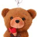 Valentine Plush Keychain with Rose Cute 3.9" Keychain Plushie Valentine Gifts for Lover Girls Women (Brown)