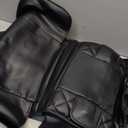 Back Massager with Heat & Traction & Vibration, Seat Massager Pad for Pain Relief Deep Tissue, Lumbar Traction, PU Leather, Foldable, for 5 to 61, Massage Chair Pad for Office Home (Dark Black)