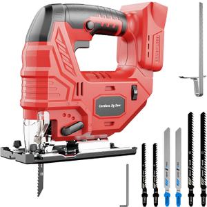 Cordless Jigsaw Compatible with Milwaukee 18V Battery, Brushless Motor, 7-Speed Variable Control, 3200 RPM, 800W Power, Guide Rail, 045 Bevel, LED Light, 6 Blades (Tool Only)