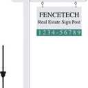 4.7ft Vinyl PVC Real Estate Sign Post, Realtor Yard Sign Post, 36" Arm Holds Up to 24" Sign - White (No Sign)